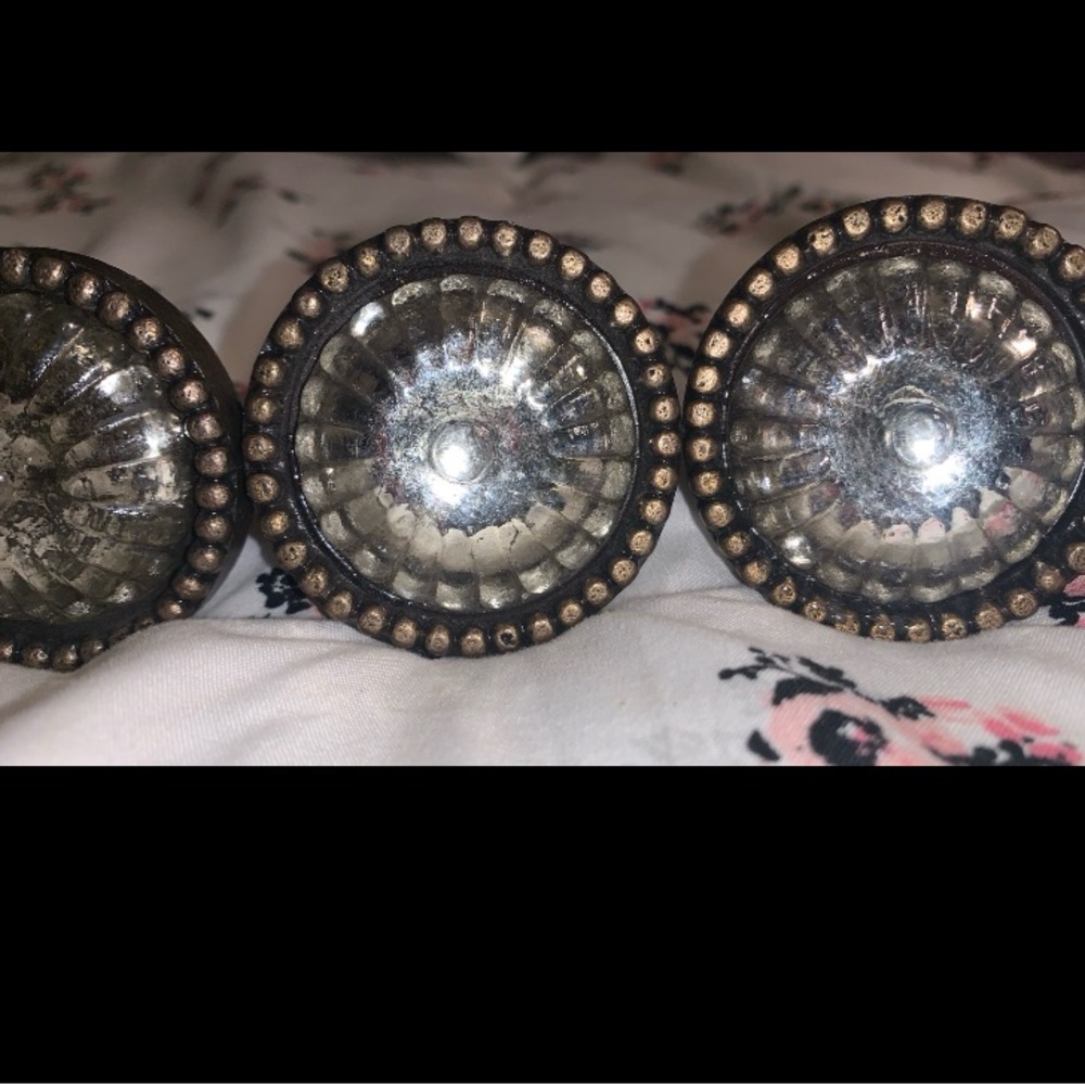 Antique Bronze & Glass Knob Set - Picture 9 of 13